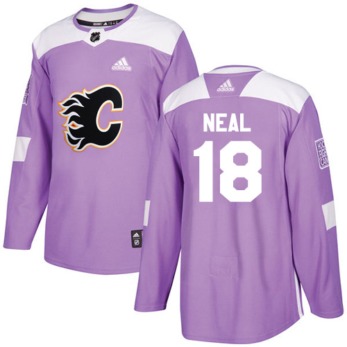 Adidas Flames #18 James Neal Purple Authentic Fights Cancer Stitched Youth NHL Jersey